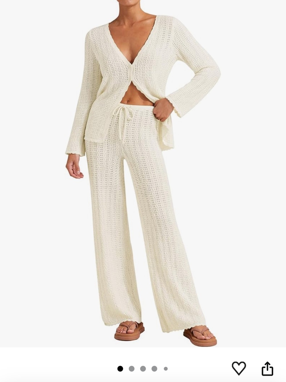Amazon Cream Crochet Knit Coverup Set